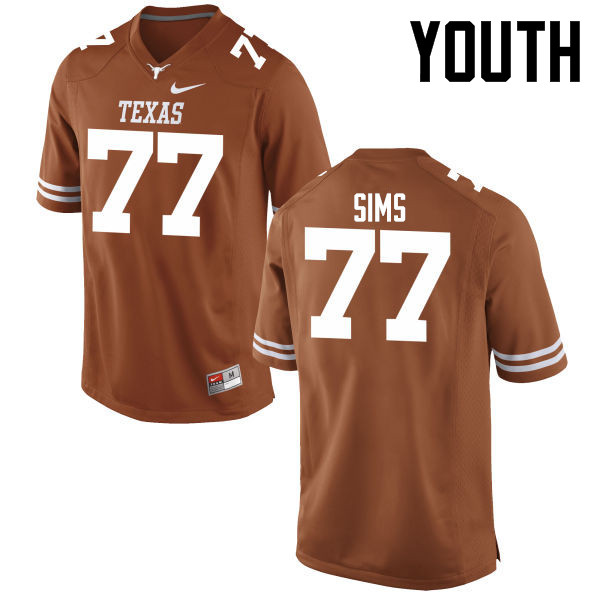 Youth #77 Kenneth Sims Texas Longhorns College Football Jerseys-Tex Orange